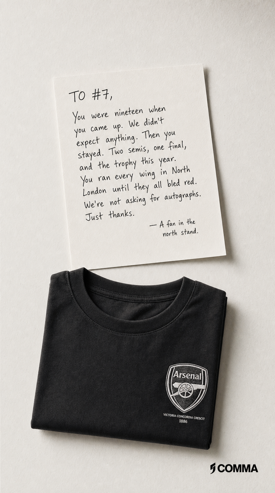 England Saka Tee · Anonymous letter to #7